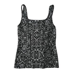 White House Black Market Size S Silver Gray Black Metallic Shell Corset Tank Top